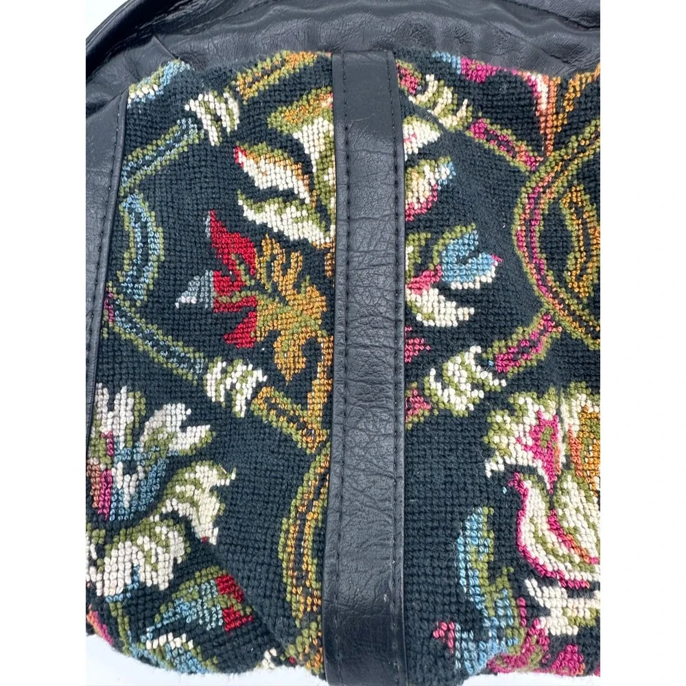 Swafford Originals Crossbody‎ Bag Womens Vintage Floral Needlepoint Black